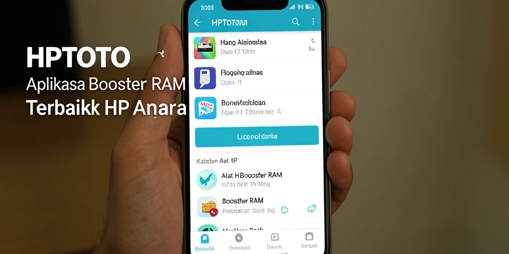 Screenshot utama HPTOTO menampilkan antarmuka yang bersih dan fungsi pemboostingan RAM.