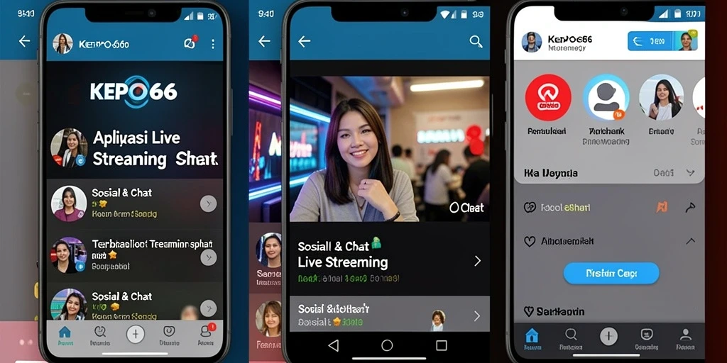Tampilan antarmuka aplikasi KEPO66 saat live streaming yang interaktif.
