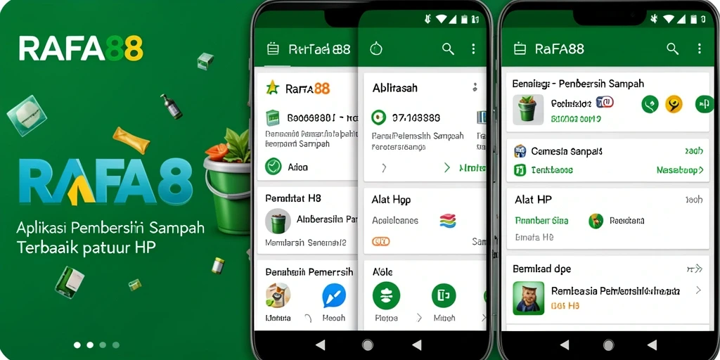Antarmuka aplikasi RAFA88 untuk pembersihan sampah yang mudah digunakan.