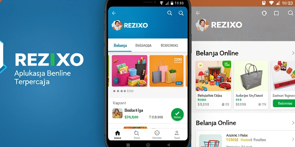Tampilan antarmuka aplikasi REZIXO untuk Belanja Online.