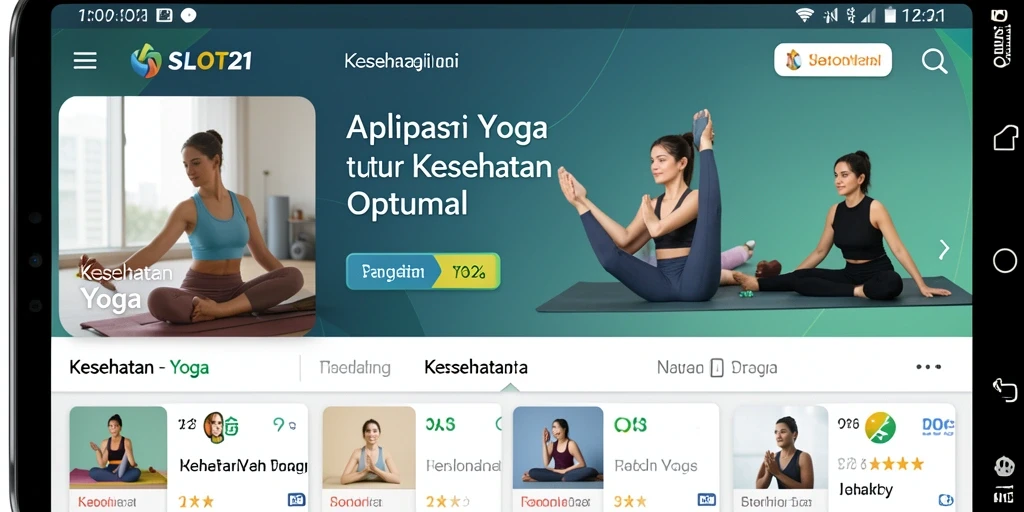 Antarmuka aplikasi SLOT21 yang menarik dan fungsional untuk latihan yoga.