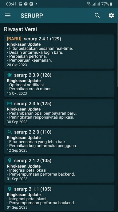 Riwayat Versi Serurp untuk Pengguna Android